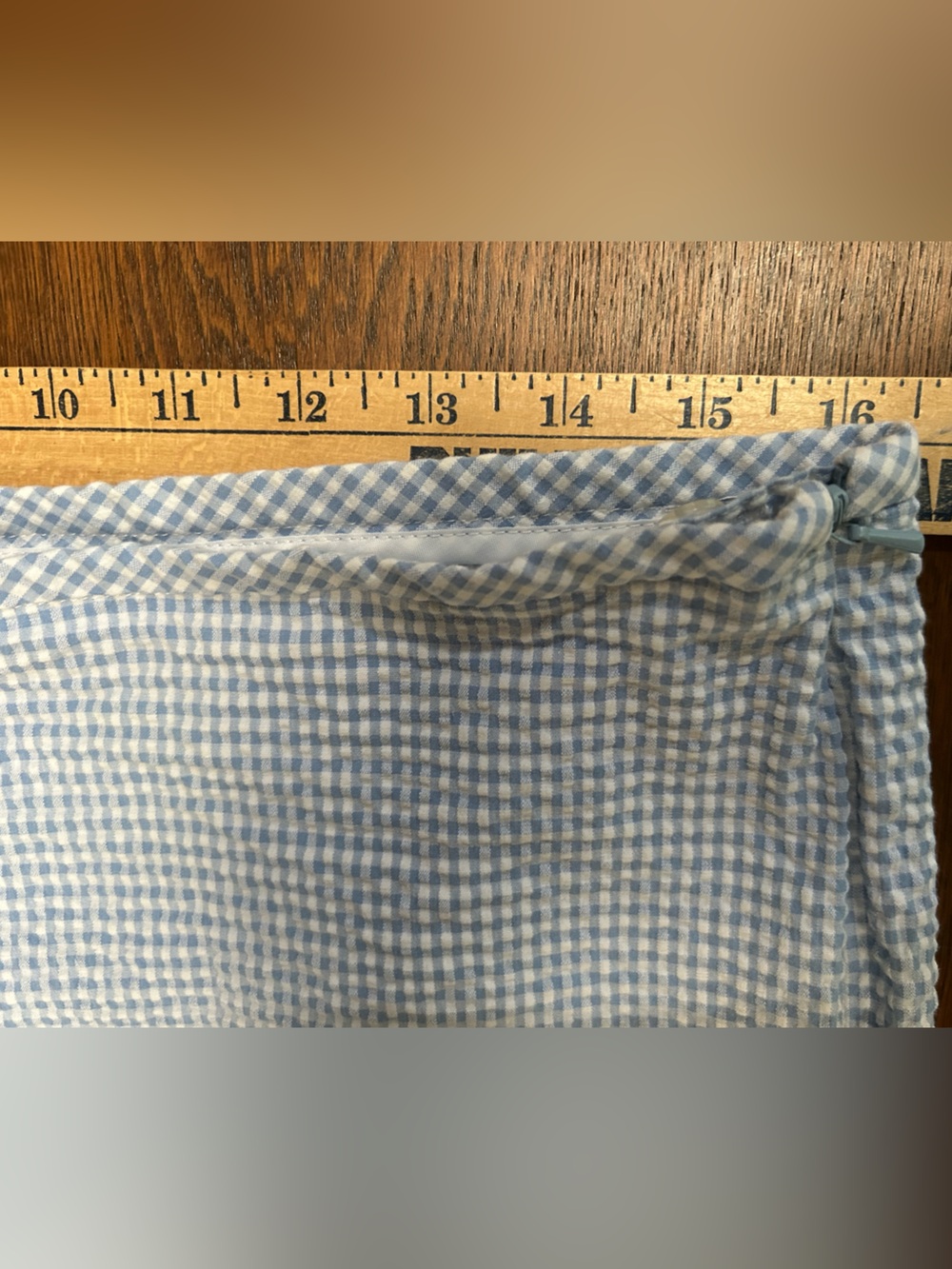 Willi Smith Lt Blue Pinstripe Seersucker Pants, ruffle hem bottoms. Ex cond. 14s - Picture 5 of 5